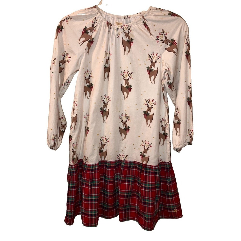 HAPPY BY PINK CHICKEN Christmas Dress Sz 12 Holiday Cotton Tartan Plaid